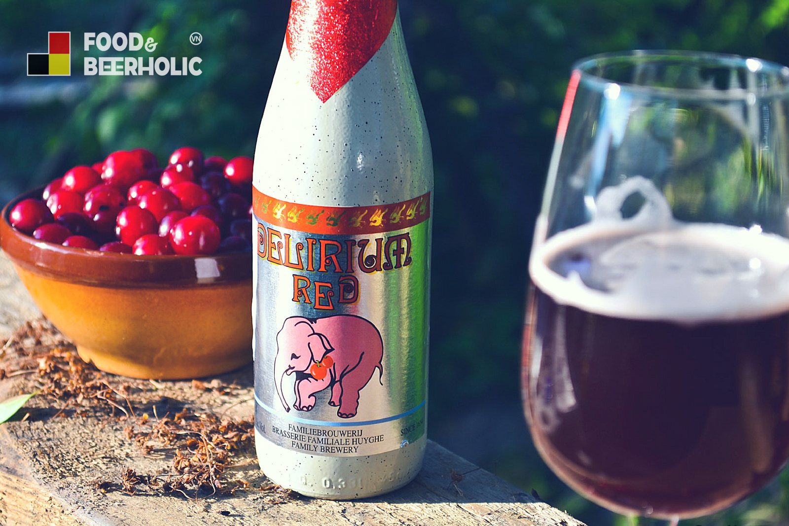Bia trái cây Bỉ nặng độ bia đỏ Delirium Red con voi hồng